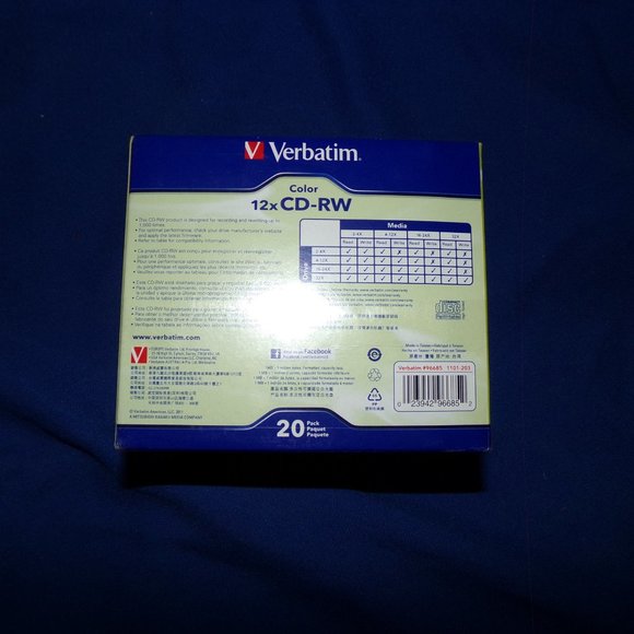 Verbatim 12x CD-RW 20 Pack w/ Jewel Cases - New in Box - Multi-colored - Picture 5 of 8